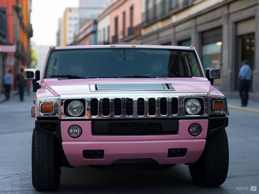 Limusina Hummer rosa en las calles de la CDMX