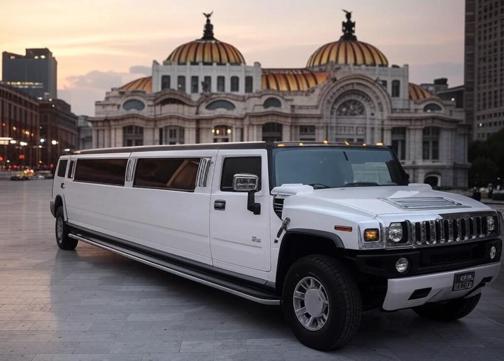Limusina Hummer Blanca en recorrido por bellas artes