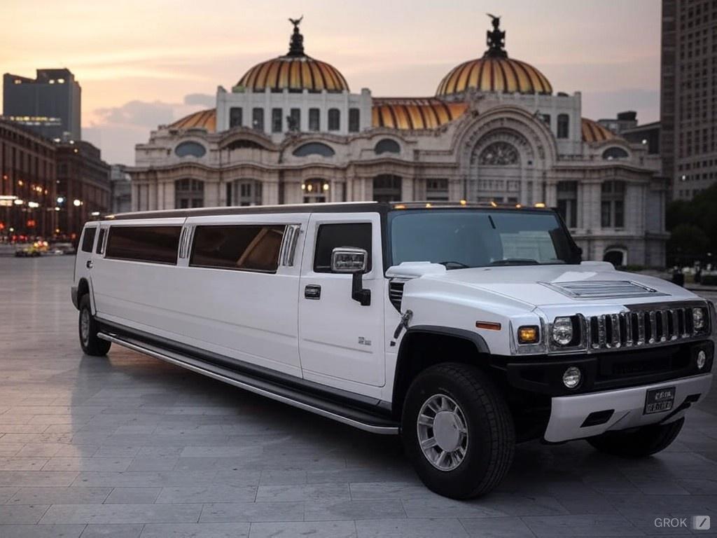 Limusina Hummer Blanca en recorrido por bellas artes